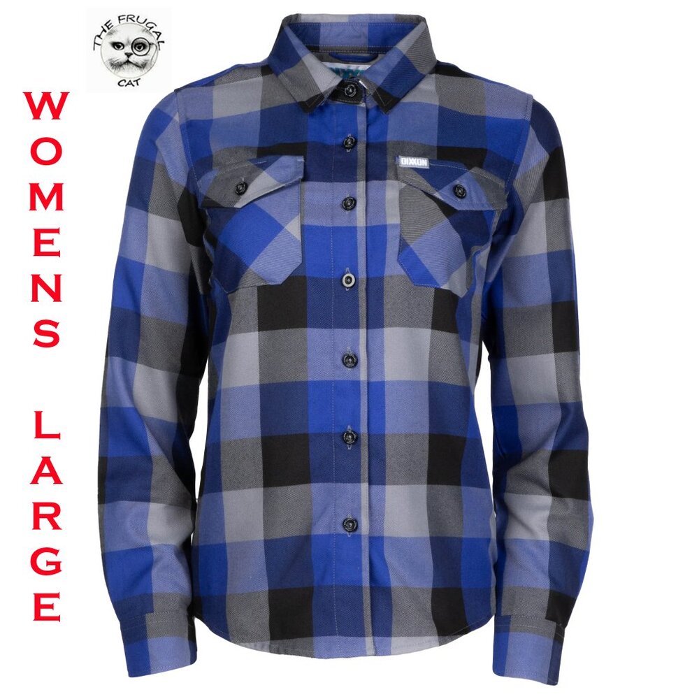 DIXXON FLANNEL - PORTSIDE Flannel Shirt - Blue Plaid - Women's Large